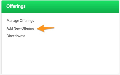 Add New Offering link highlighted in the Offerings card on the Dashboard