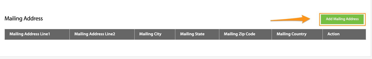 Mailing Address section with Add Mailing Address button highlighted