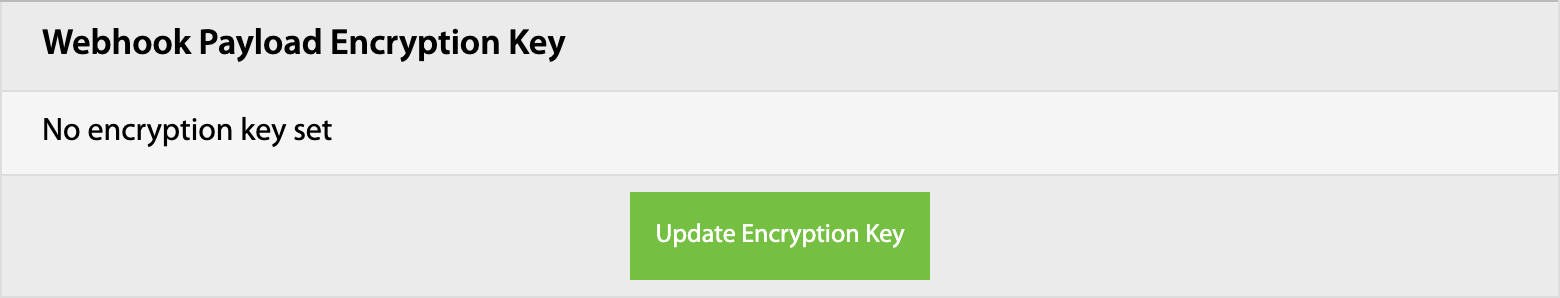 Webhook Payload Encryption Key section with the Update Encryption Key button